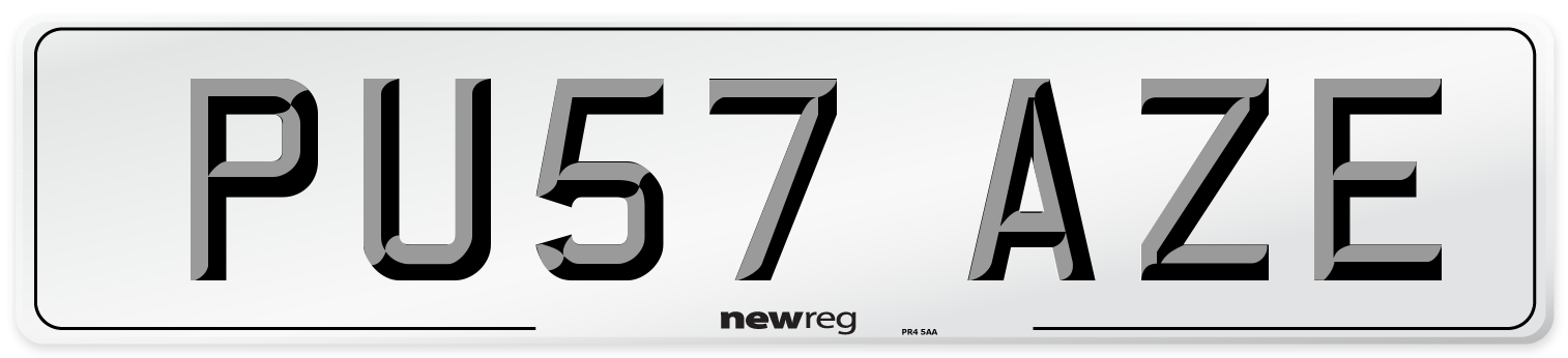 PU57 AZE Number Plate from New Reg